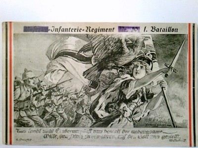 Reserve - Infantrie - Regiment. Nr 19. I. Bataillon. Alte Künstler AK s/w u. far