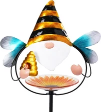 MUMTOP Glass Bird Baths for Outdoors, 32 Inch Height Small Garden B-Yellow 