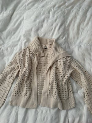 Universal Thread Women's Beige Open-Knit Cardigan Sweater Long Sleeve Size L