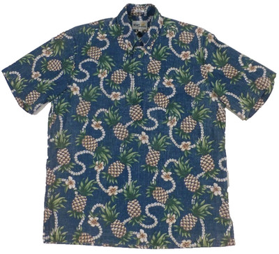 Reyn Spooner S Pining For You Real Teal Hawaiian Shirt Aloha Excellent Condition
