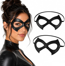 2PCS Black Half Cat Eye Mask for Women Masquerade Halloween Costume Cosplay