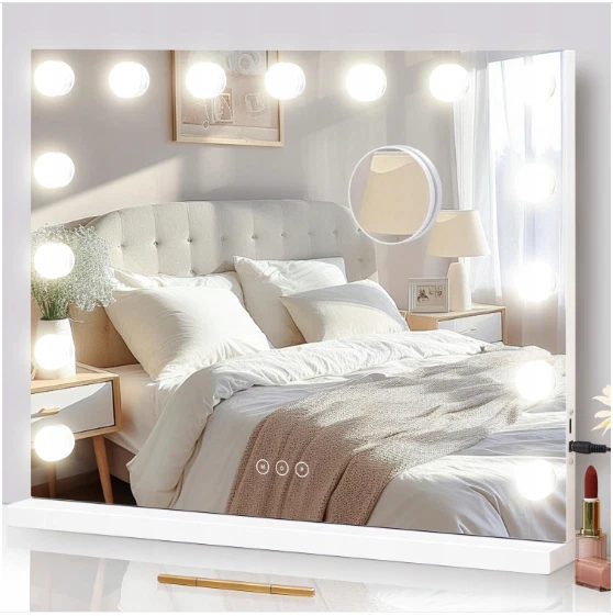 Specchio Da Trucco Con LED Da 50 Cm, Rotondo E Dimmerabile: Il Tuo Alleato Per Un Make Up Perfetto!