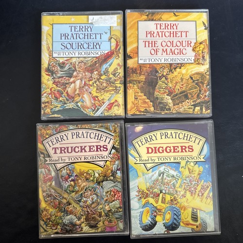 4 X Terry Pratchett Audio Tapes Books diggers, truckers sorcery Colour Magic - Picture 1 of 11