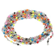2m/6.6 Feet Stainless Steel Cable Chain, Silver Link Chain Enamel Beads