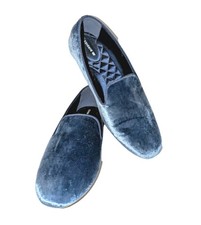 Birdies The Starling Blue Velvet Shoes Flats Loafers Slip On Womens 9 NICE Read 