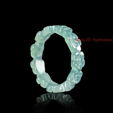 Certified Natural Burma Grade A Jade jadeite Carving Flower Lucky Unisex Ring