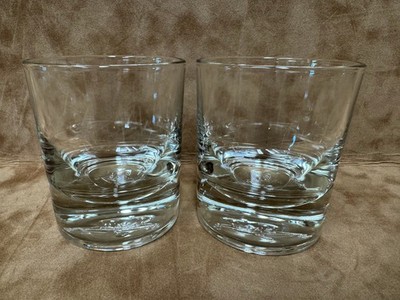 Pair of Crown Royal Whiskey Rocks Glasses  Heavy Bottom Lowball Made In Italy