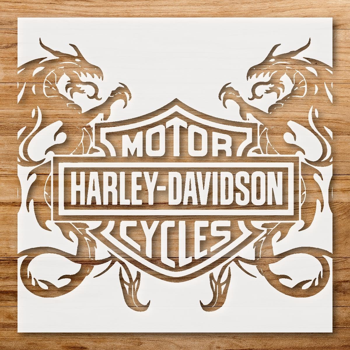 Harley Davidson Shield Dragons Logo Wall Art Stencil Reusable - StencilAir