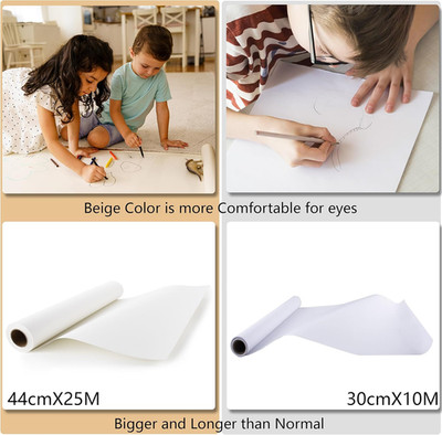 44 cm breit * 25 m lang weiß Zeichenpapier Rolle - Rolle Papier für Kinder Malen,