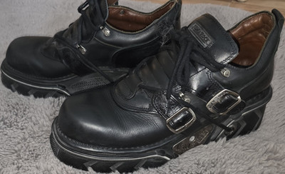New Rock  Biker/Gothic Schuhe /Klassiker M.106/ Herren /Schwarz Leder / Größe 46
