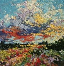 Original Texture Oil Painting Impassto Landscape artwork Artist 6x6, Nature