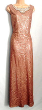 Bnwt ELIZA J (16-18) RRP £200 Taupe/Brown Bead & Sequined Evening Dress