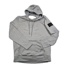 Under Armour UA Freedom Flag Embossed Mens Med Gray Hoodie Pullover Patriotic