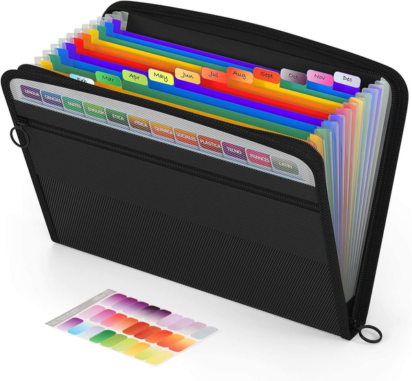 A4 Dokumentenmappe 13 FäCher ReißVerschluss BüRo Schule Organizer Schwarz-image