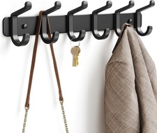 Coat Rack Wall Mounted Heavy-Duty: Metal Coat Hanger 6 Hooks for Hanging Hat,