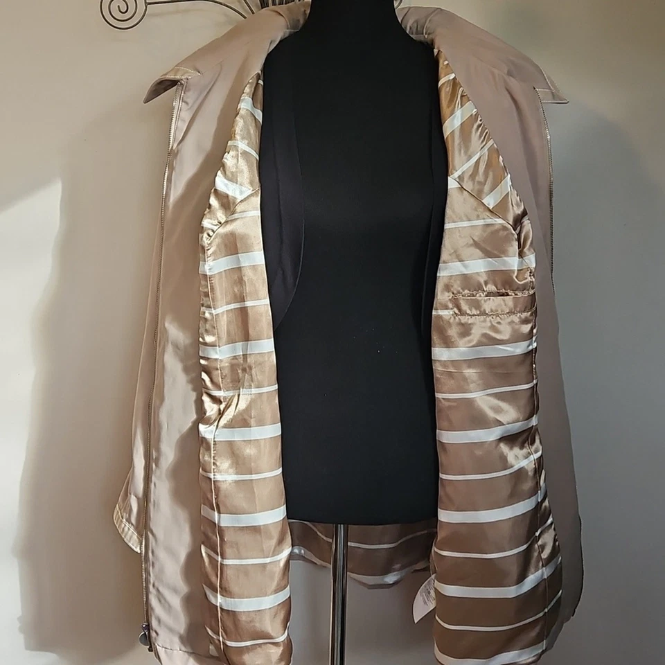 Dennis Basso роскошный трапециевидный желтовато-коричневый дождевик пальто - Изображение 4 из 4