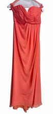 Mori Lee by Madeline Gardner Coral Strapless Ruched Chiffon Bridesmaid Dress 8