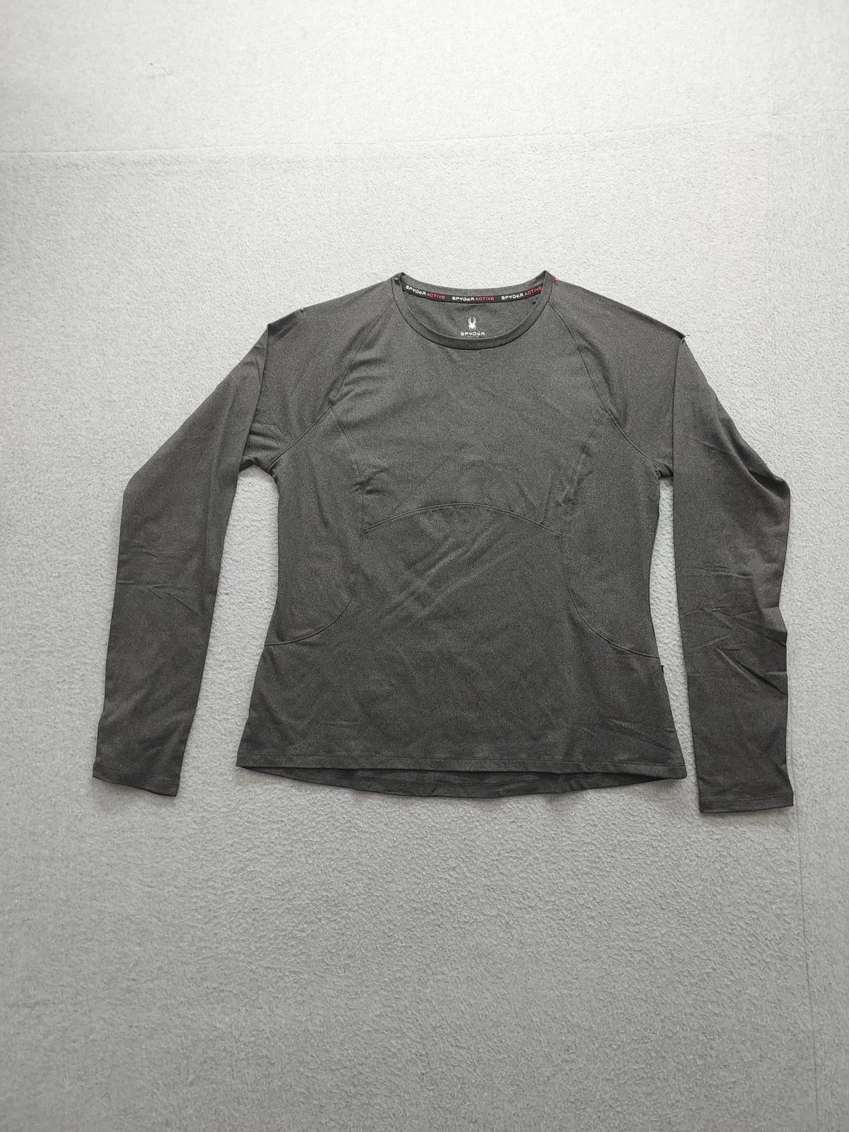 Spyder Active Shirt Womens XL Gray Long Sleeve Crew Neck Athletic Running Top