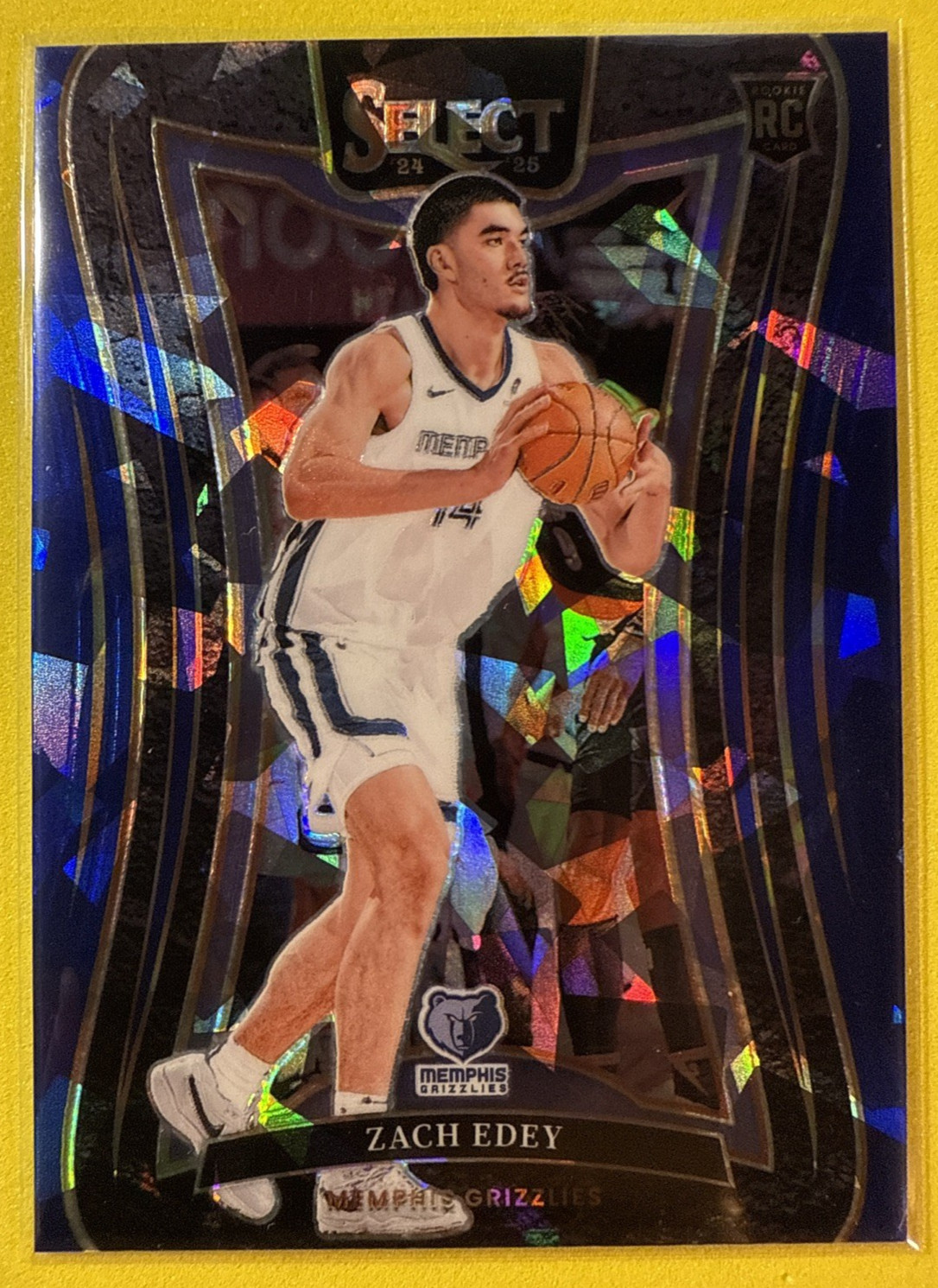 2024-25 Panini Select Zach Edey RC Mezzanine Level Blue Cracked Ice Prizm #391