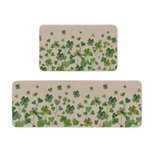 Shamrock St Patricks Day Kitchen Rugs Set of 2, Spring Lucky Shamrock Decor L...