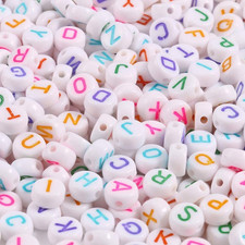 1000pcs White Round Acrylic Alphabet Beads 4x7mm Colorful Letter A-Z Beads fo...