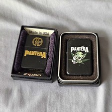 Zippo Lot Of 2 Lighters Pantera Black Marlboro W Tin Cases Made In Usa