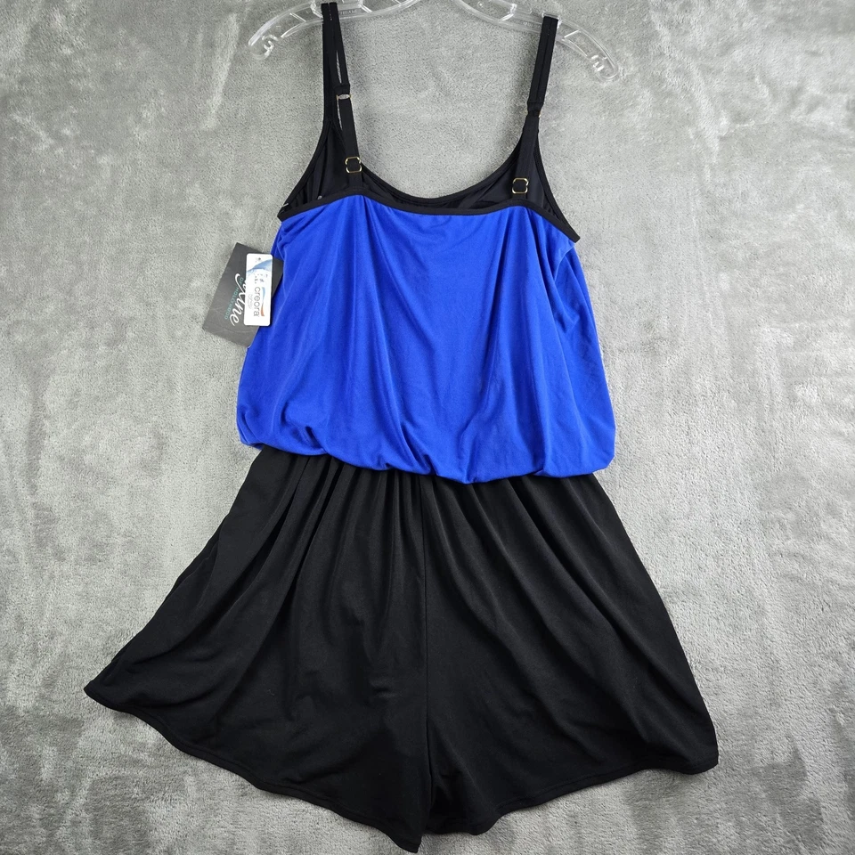 Traje de baño Maxine Of Hollywood 12 azul negro mameluco bolsillos de una pieza NUEVO Foto 2 de 4