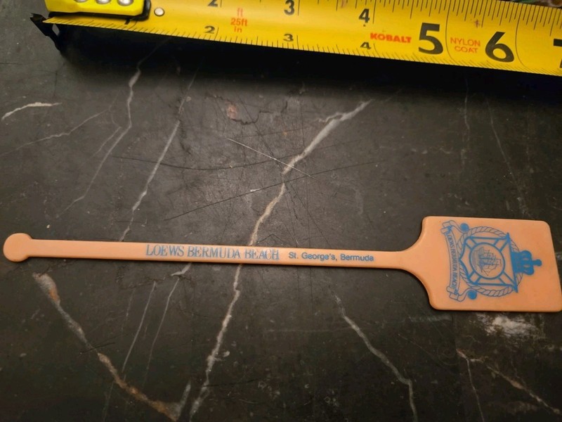 Vintage Swizzle Cocktail Drink Stir Stick LOEWS BERMUDA BEACH ST GEORGA'S BERMUD