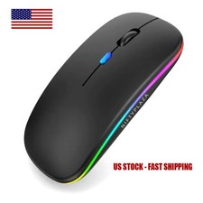 Ultra-thin Mini Wireless Mouse Rechargeable LED Colorful Light 2.4Ghz Silent RGB