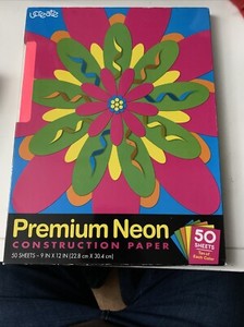Ucreate - Assorted Premium Neon 9”x 12” Construction Paper - 50 Pages Plus Extra