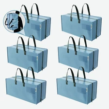 WORKPRO 6Pk Extra Large Moving Bags w/Zippers&Carrying Handle Green Heavy-Duty