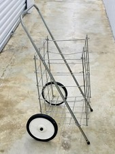 Vintage Metal Rolling Shopping Cart Folding Wire Grocery Laundry