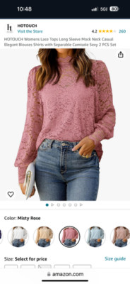 HOTOUCH Womens Lace Top Blouse & Camisole 2pc Amazon Influencer Fav - XXL NEW