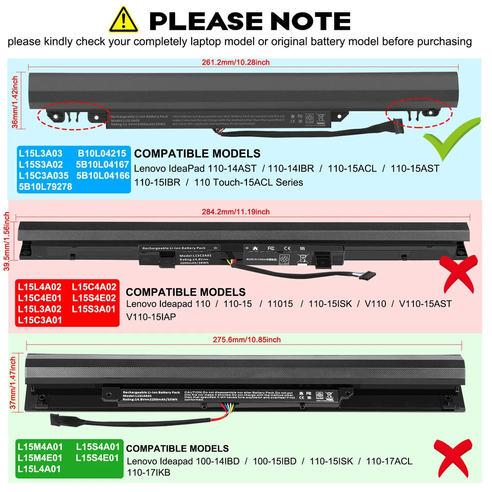 Batería para Lenovo IdeaPad 110-14AST 110-14IBR 110-15ACL 110-15AST 110-15IBR Foto 2 de 4