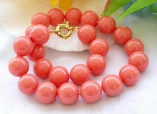Charm 8/10/12mm South Sea Coral Pink Shell Pearl Round Beads Necklaces 16-36''
