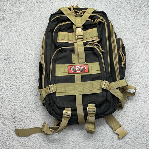 Gurkha Cigars Tactical Backpack Black/Tan Multiple Pockets K. Hansotia & Co