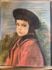 Vintage Kaplan "Young Female Portrait Scene" Pastel Painting - Signed And Framed