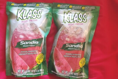 2 PACK KLASS WATERMELON( SANDIA) NO ARTIFICIAL FLAVORS DRINK MIX 14.1 OZ EACH