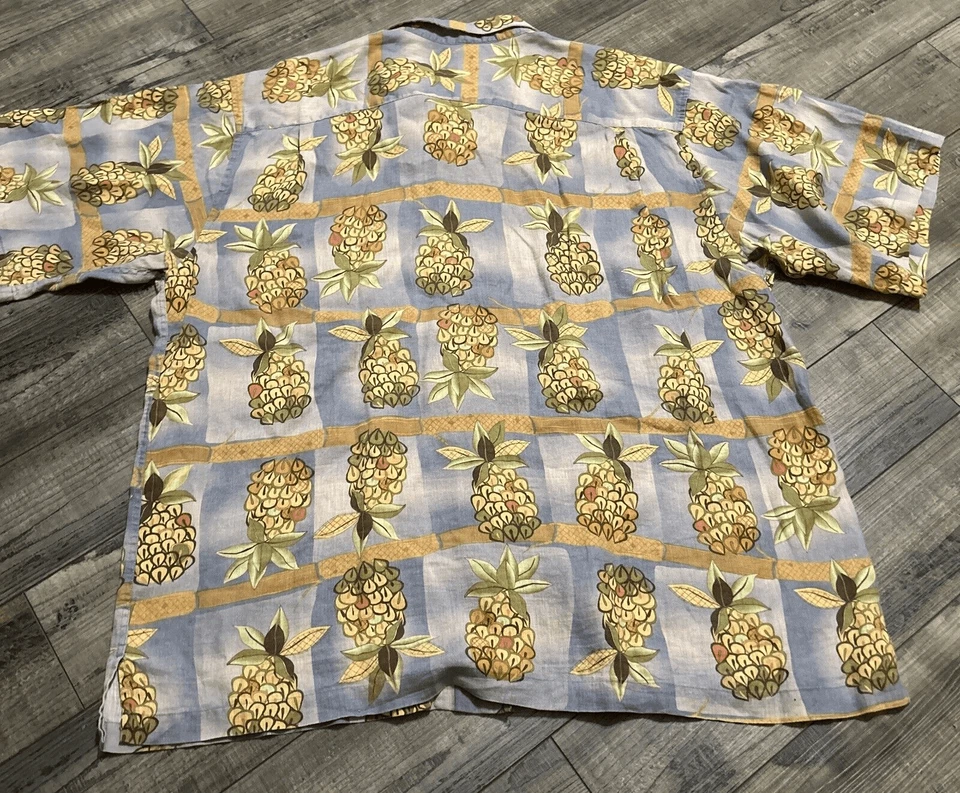 Reyn Spooner Hawaiian Shirt Men’s Yellow Floral Linen XXL - Image 2 of 4