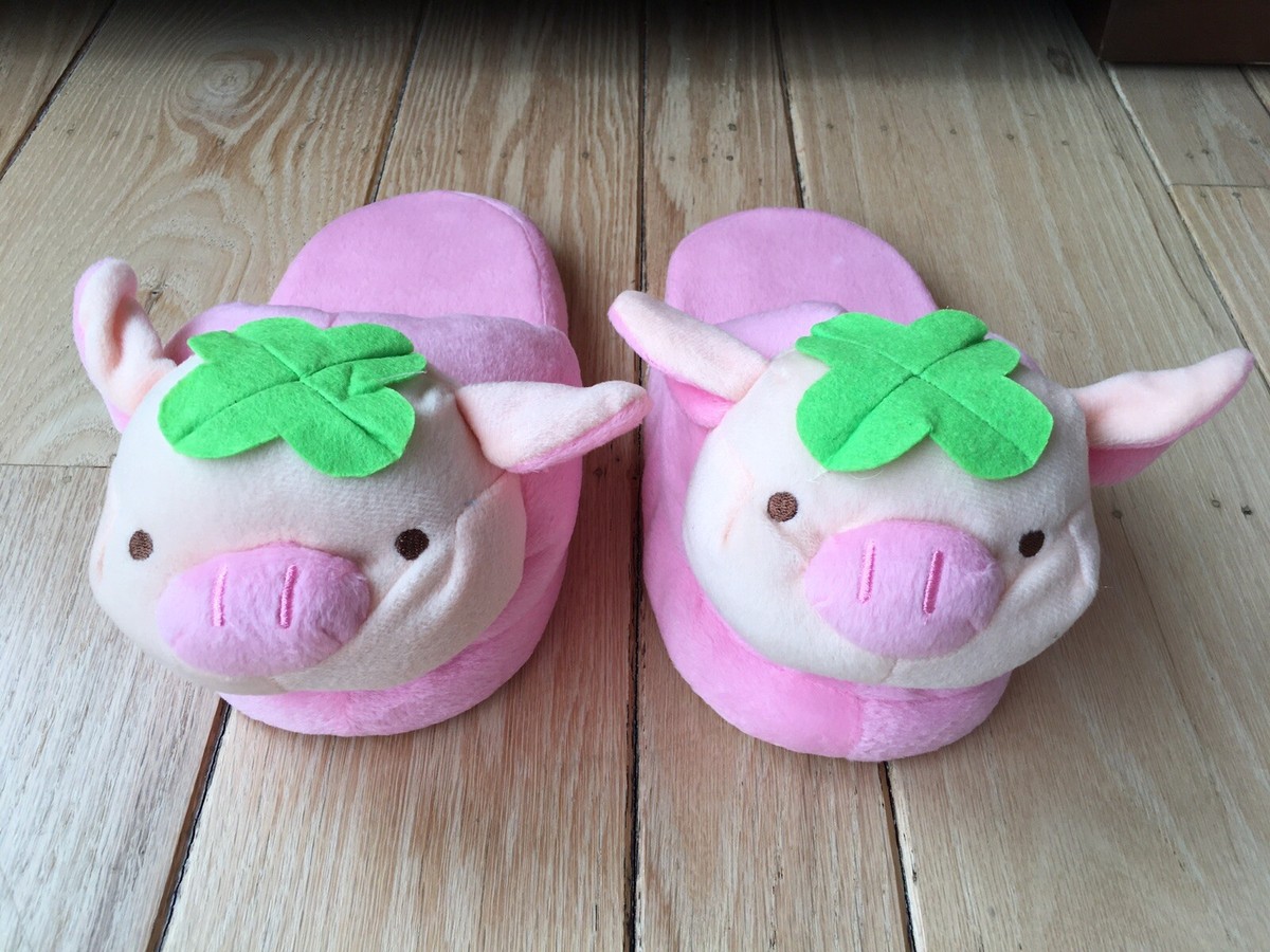 Plush Ladies Pig Slippers New Womens Cotton Candy Pink Cartoon Pig