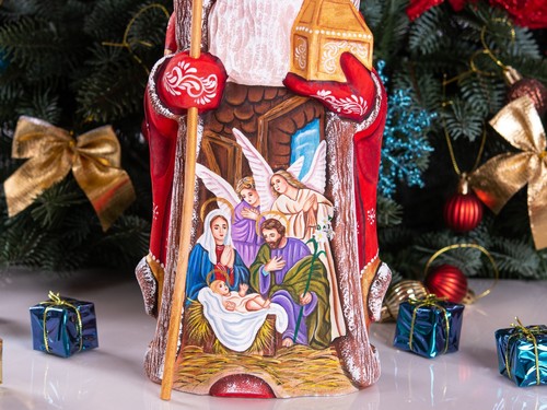 Holz geschnitzte Weihnachtsmannfigur 12", Krippe, russischer Weihnachtsmann, MADE IN UKRAINE - Bild 3 von 11