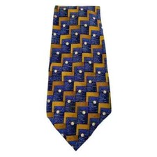 ROBERT TALBOTT Men Blue & Gold Golf Hand Sewn Silk Neck Tie USA Made