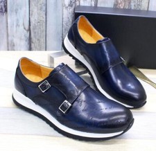 Men's casual fashion metal buckle solid color high-end leather shoes