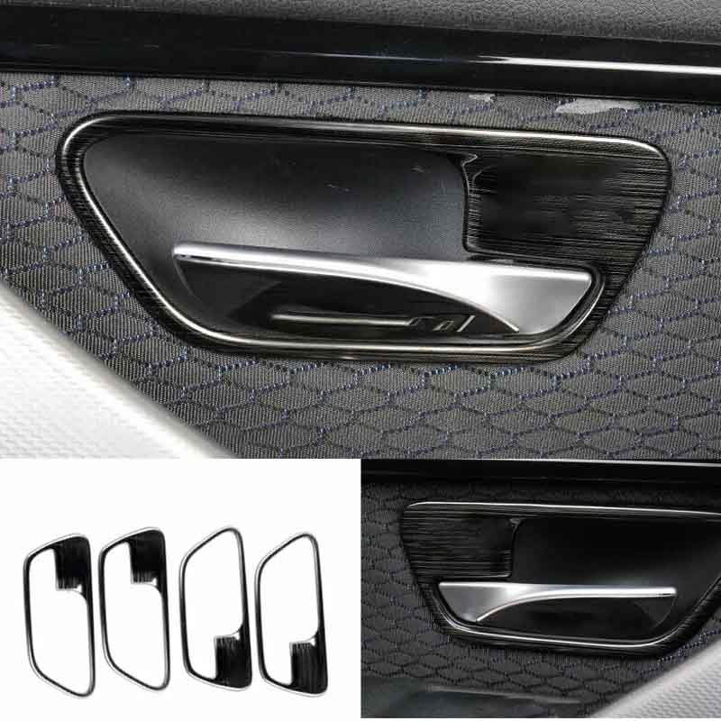 2013-19 Trim Frame Car Inner Door Black Titanium Handle Bowl For BMW 3 4 Series