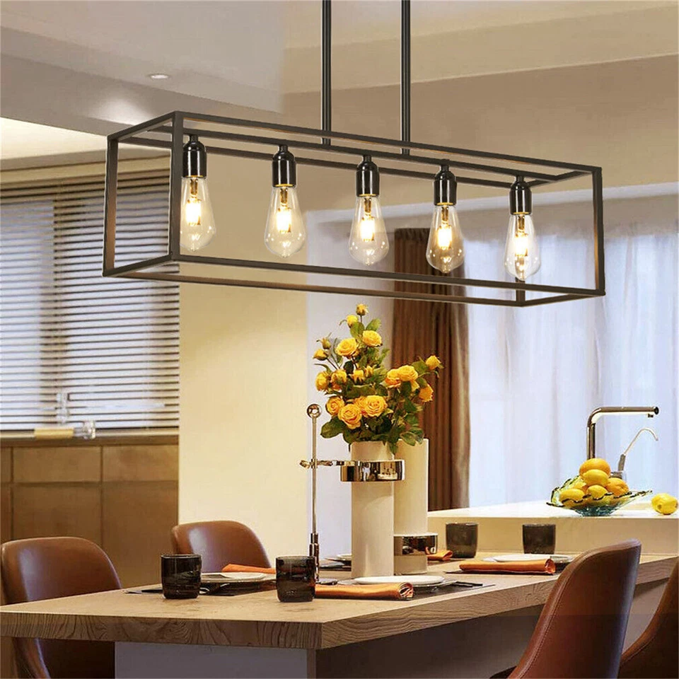 Candelabro pingente fazenda 5 luzes sala de jantar luminária ilha iluminação - Imagem 2 de 4