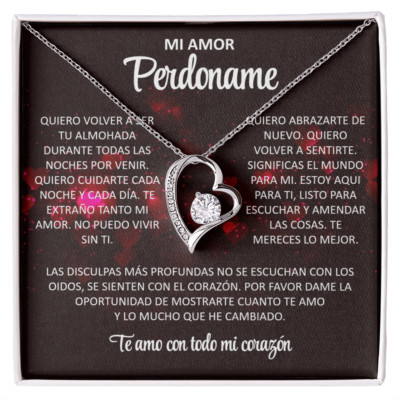 Regalo Para Mi Amor Perdoname Mujer Collar 18K Oro Idea Cumpleaños Navidad Anive
