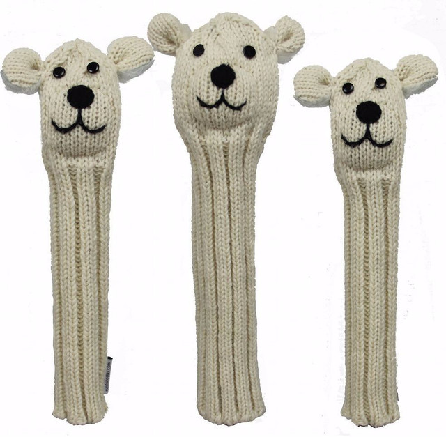 Sunfish Polar Bear animal knit wool golf headcover set DR, FW, HB eBay