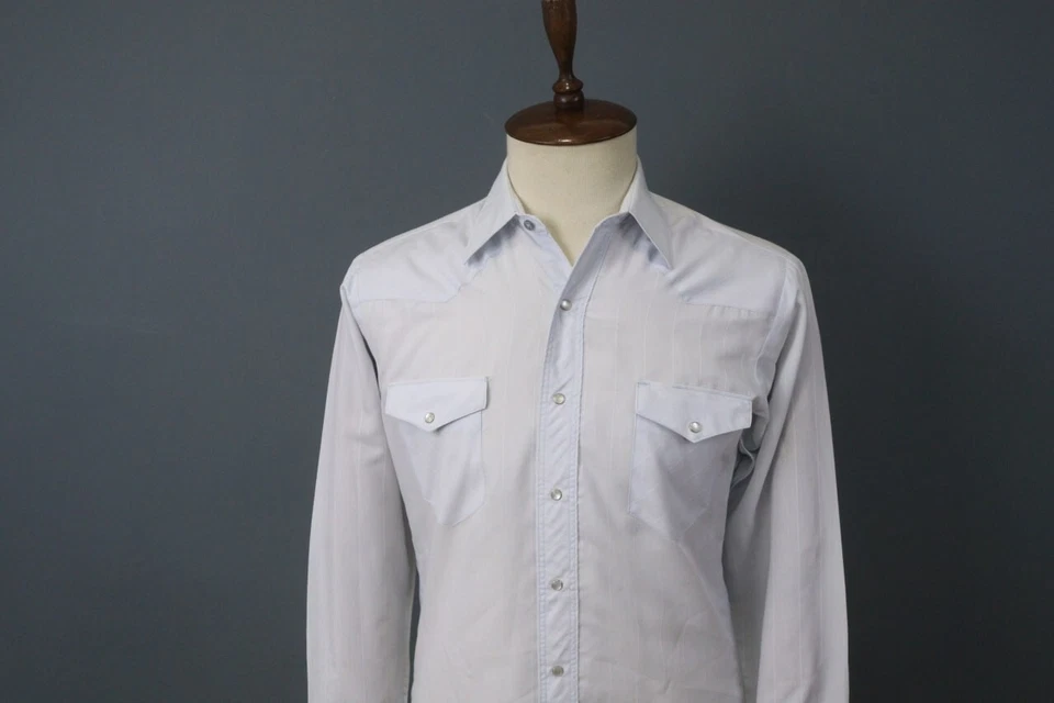 Wrangler Blue Collared Long Sleeve Chest Pocket Snap Front Western Shirt Size M - Image 2 of 4