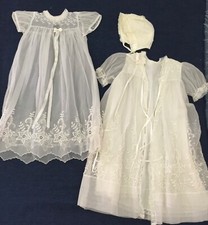 Vintage 50's Organza Christening Gown Dress Ivory 3 Pc Little Folks Giftware