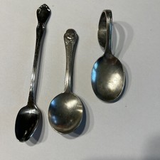 Vintage Silver Plate  Stainless Baby Spoons Lot Of 3 Gerber Baby Loop Handle